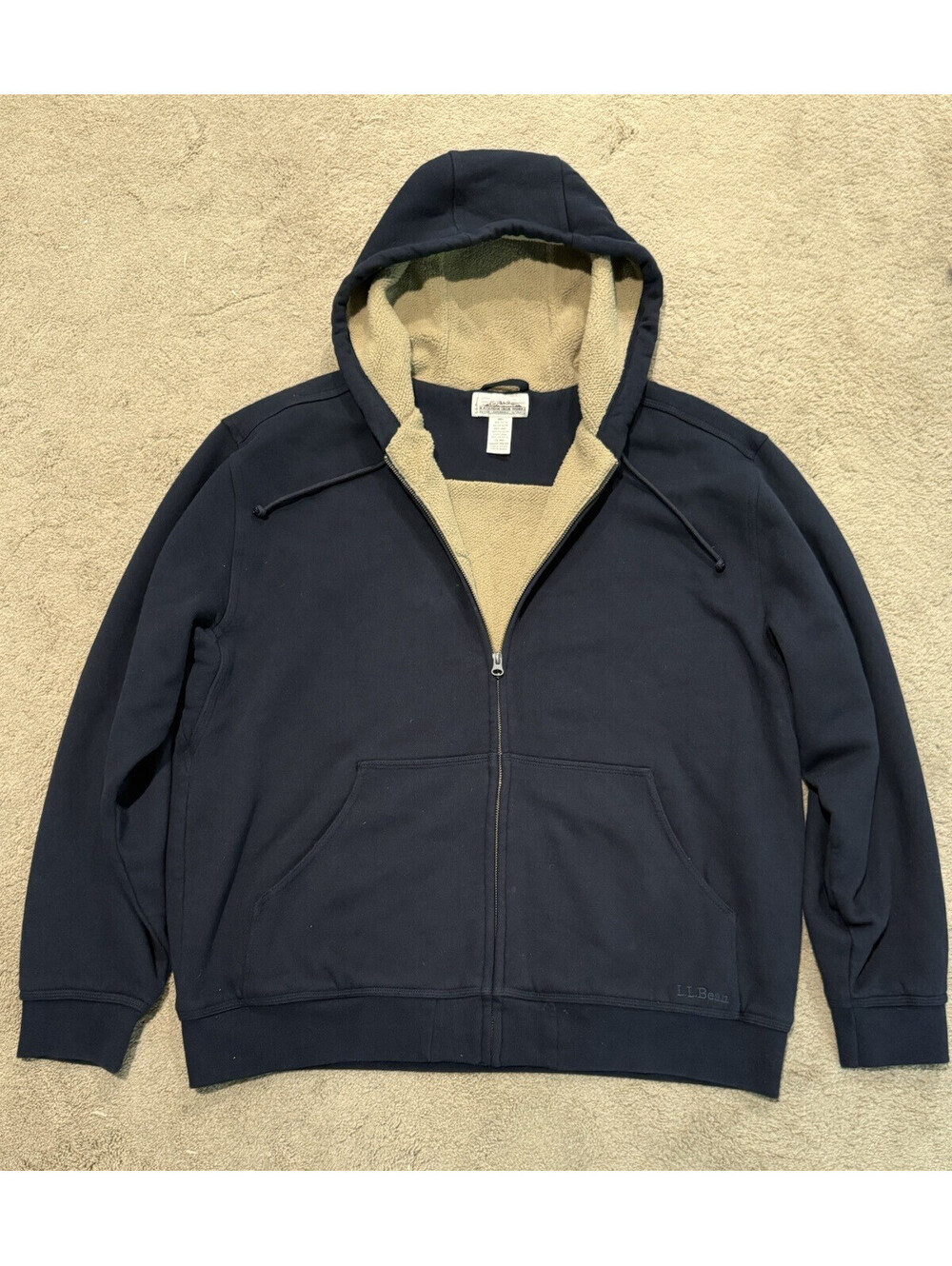 LL Bean Katahdin Iron Works Hoodie Mens Large Heavy Sherpa Lined Full Zip